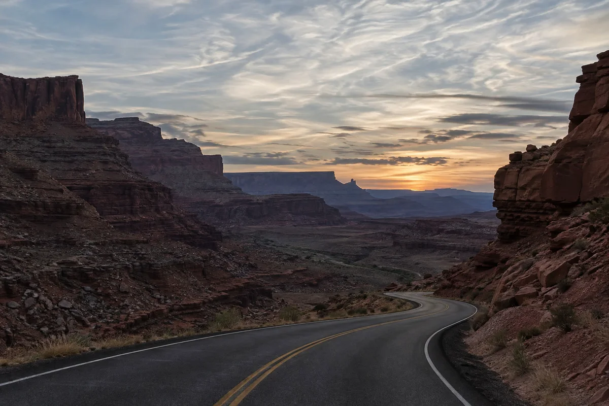La foto piatta del canyon e la stessa foto con ombre più profonde, luci più brillanti e colori più ricchi grazie a una copia in Luce soffusa