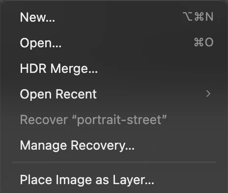 Il menu File con Inserisci immagine come livello evidenziato
