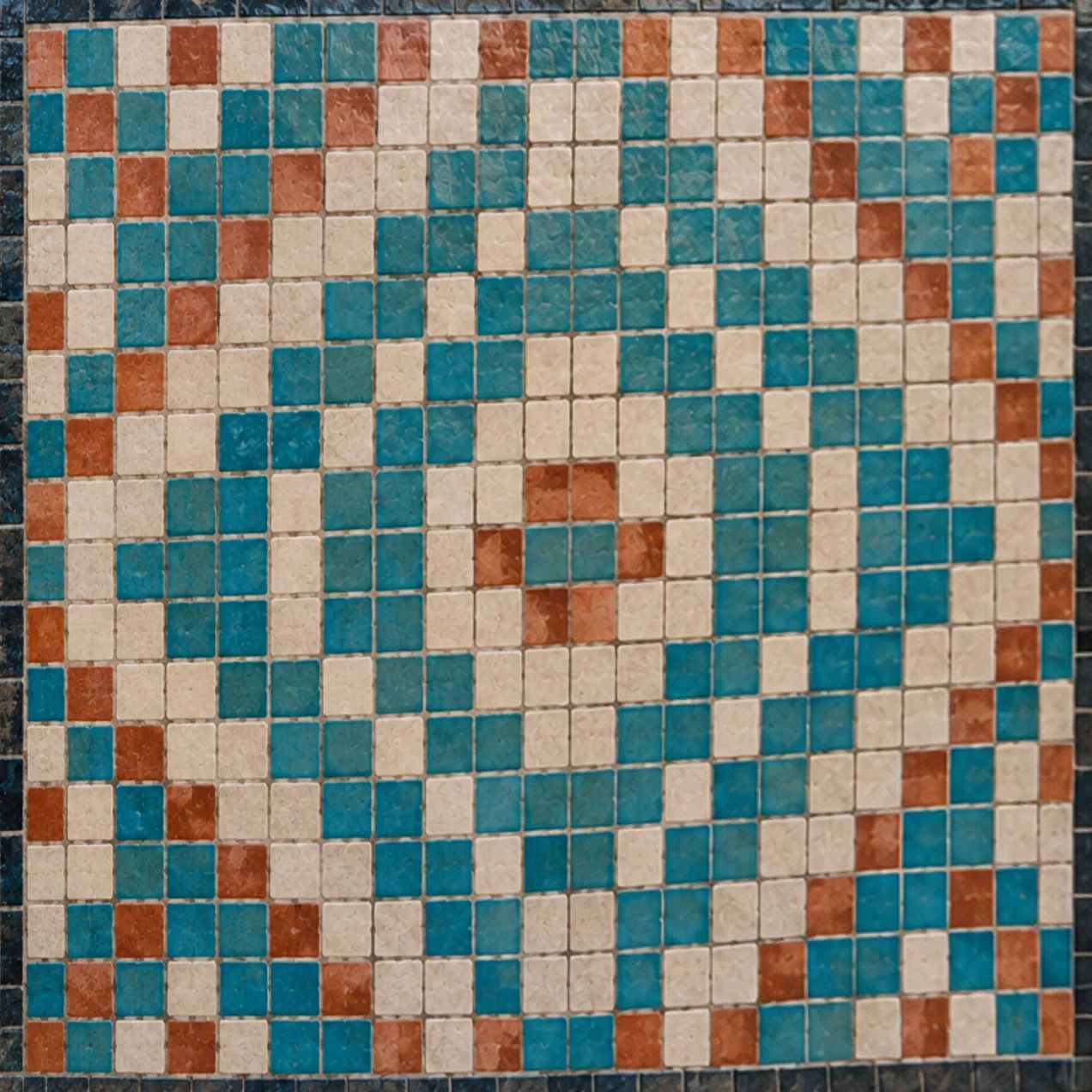 Il mosaico dopo Ritaglio prospettiva, quadrato, con la griglia delle tessere vista di fronte