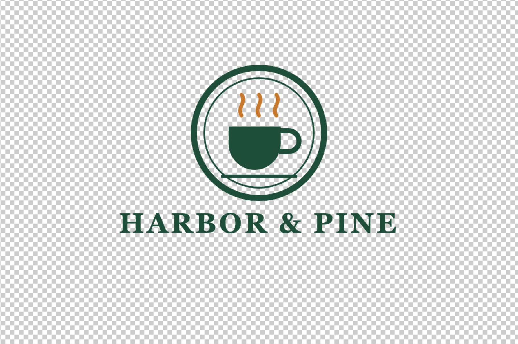 Il logo di caffè finito su una scacchiera trasparente, senza il piccolo sottotitolo