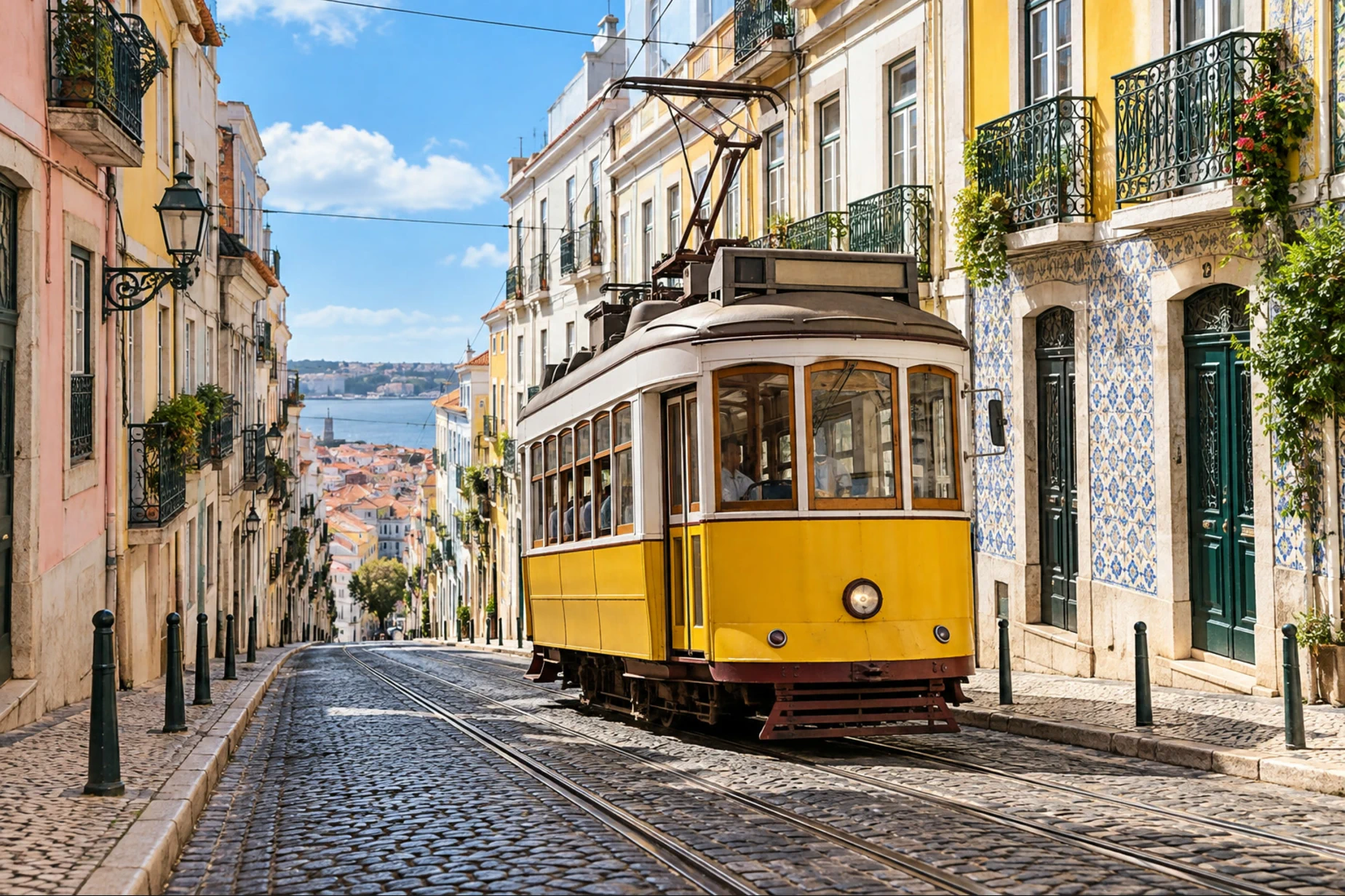 La foto del tram specchiata orizzontalmente nel quadro