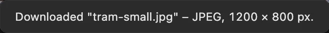 La conferma del download di tram-small.jpg per un JPEG di 1200 per 800