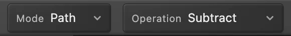 La barra delle opzioni: Metodo Tracciato e Operazione Sottrai (cerchiato)