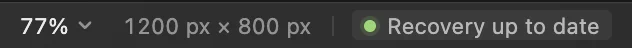 La barra di stato dell’esercitazione che mostra 1200 px × 800 px e Recupero aggiornato prima di chiudere la scheda del browser