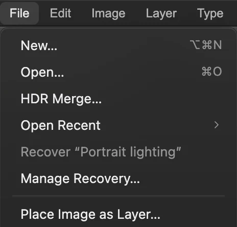 Menu File con il comando Inserisci immagine come livello